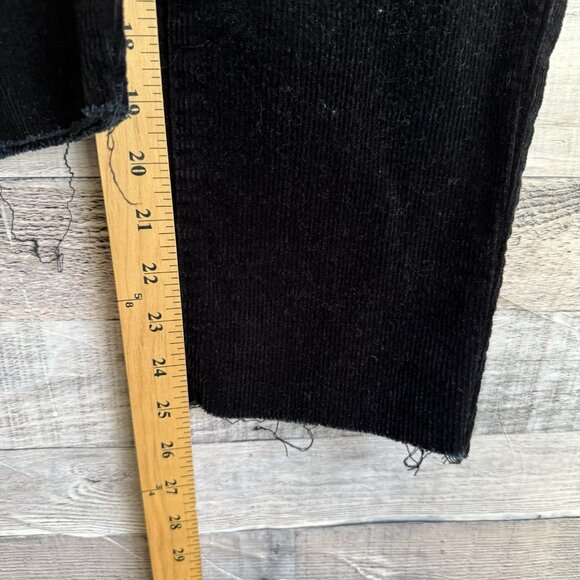 OAT NY Womens Black Corduroy High Rise Straight Leg Cropped Raw Hem Pant Size 27 - Picture 10 of 10